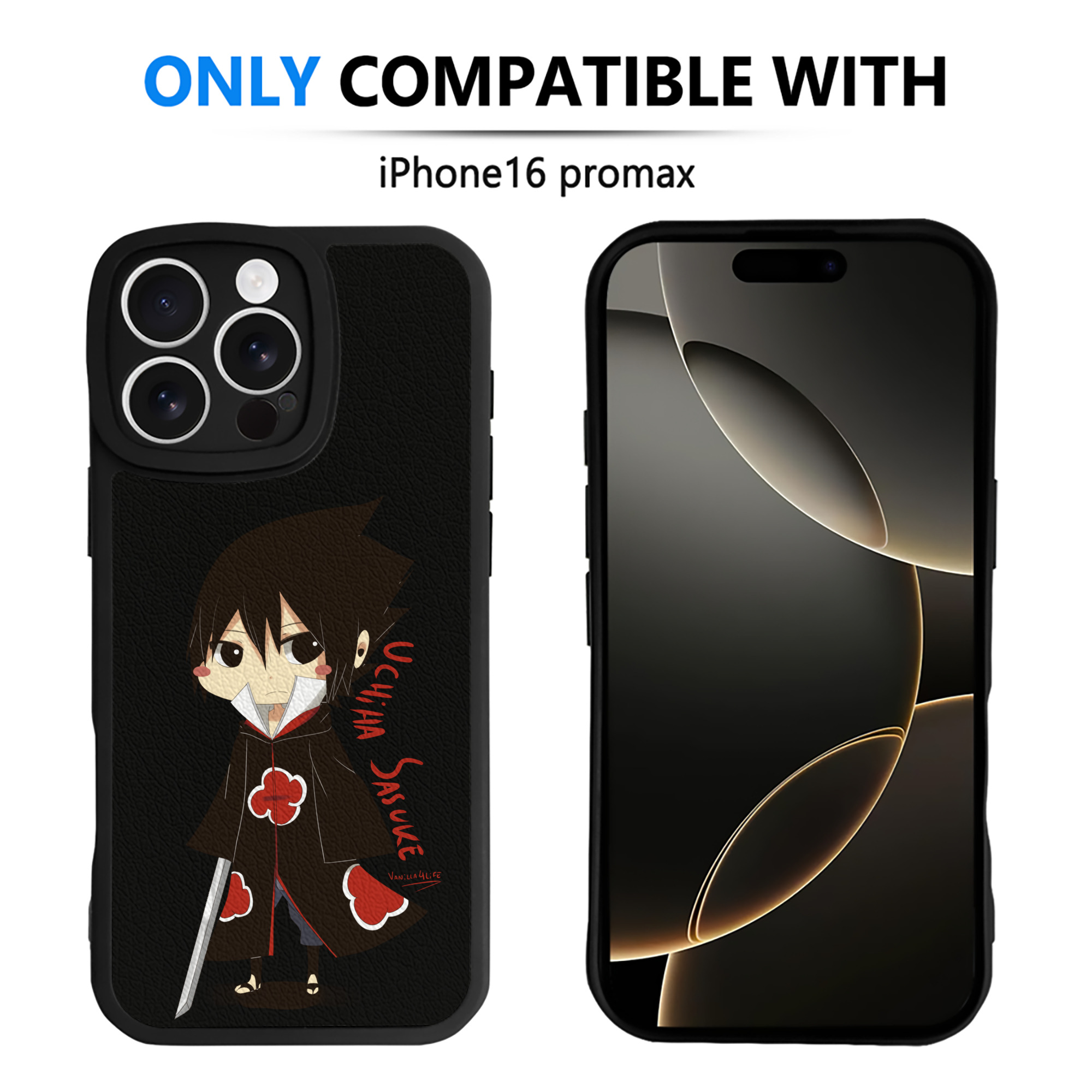 （画像用） NARUTO -ナルト- うちは サスケ Uchiha Sasuke 【iPhone 16シリーズ対応】シリコンスマホケース（レザー調） 材質：シリコン